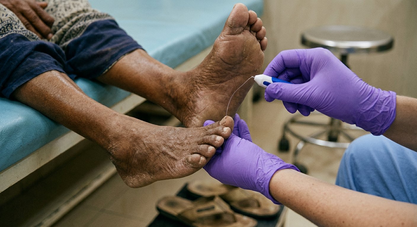 Before treatment – Beating Diabetic Ulcers: Sunita Devi's Feet Saved